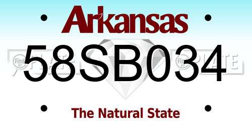 58SB034 Arkansas License Plate