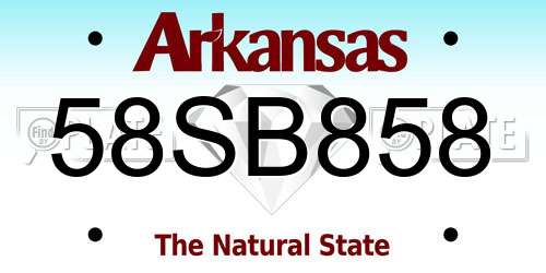 58SB858 Arkansas License Plate