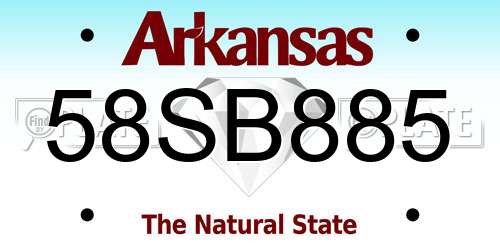 58SB885 Arkansas License Plate
