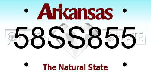 58SS855 Arkansas License Plate