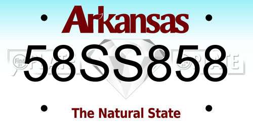 58SS858 Arkansas License Plate