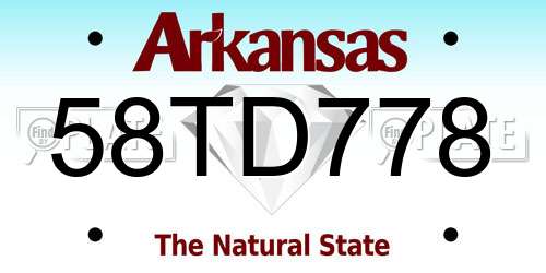 58TD778 Arkansas License Plate