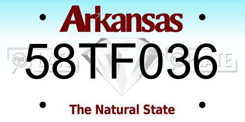 58TF036 Arkansas License Plate