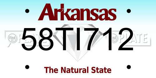 58TI712 Arkansas License Plate