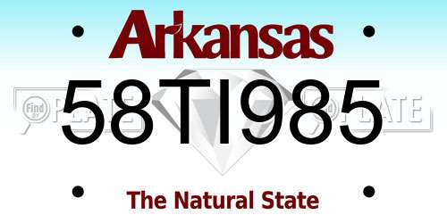 58TI985 Arkansas License Plate