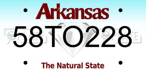 58TO228 Arkansas License Plate