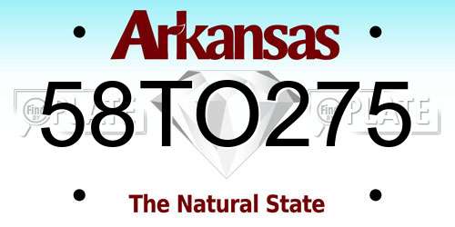 58TO275 Arkansas License Plate