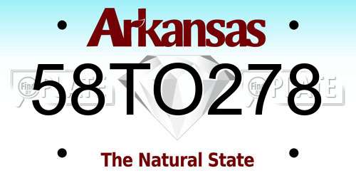 58TO278 Arkansas License Plate