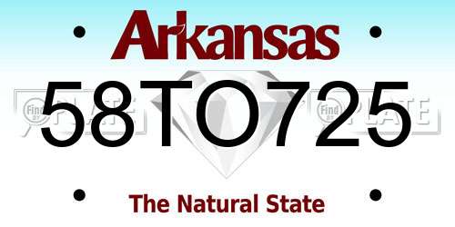 58TO725 Arkansas License Plate