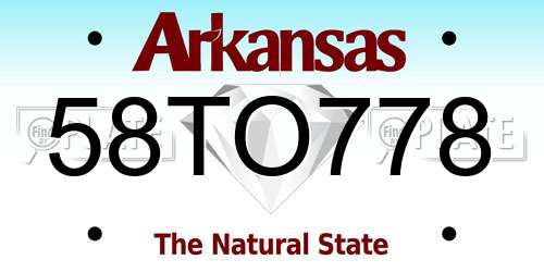 58TO778 Arkansas License Plate