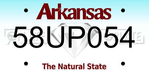58UP054 Arkansas License Plate