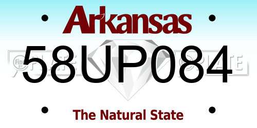 58UP084 Arkansas License Plate