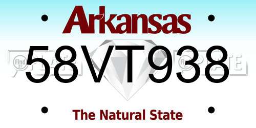 58VT938 Arkansas License Plate
