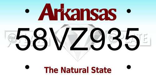 58VZ935 Arkansas License Plate