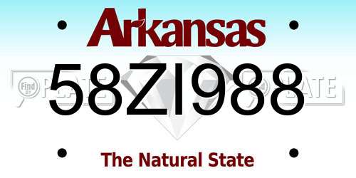 58ZI988 Arkansas License Plate