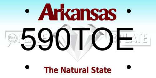 590TOE Arkansas License Plate