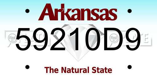 59210D9 Arkansas License Plate