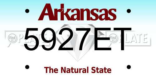 5927ET Arkansas License Plate