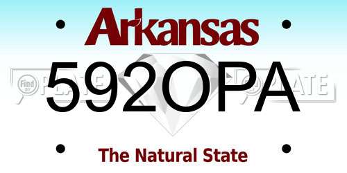 592OPA Arkansas License Plate
