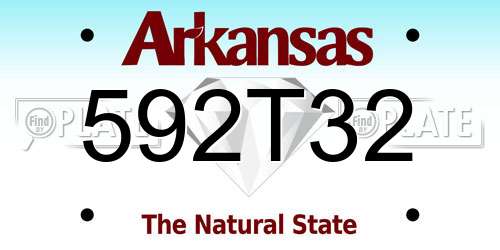592T32 Arkansas License Plate