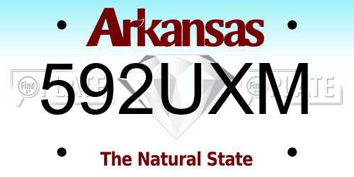 592UXM Arkansas License Plate