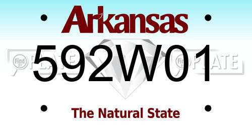 592W01 Arkansas License Plate