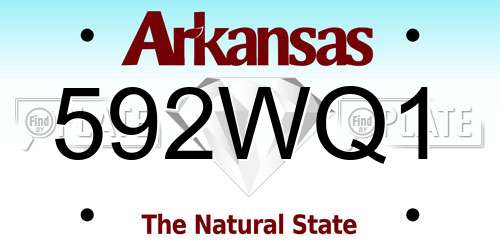 592WQ1 Arkansas License Plate
