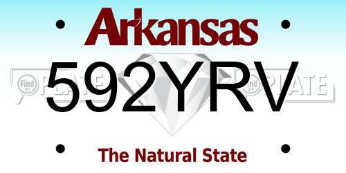 592YRV Arkansas License Plate