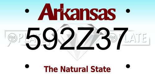 592Z37 Arkansas License Plate