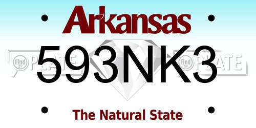 593NK3 Arkansas License Plate