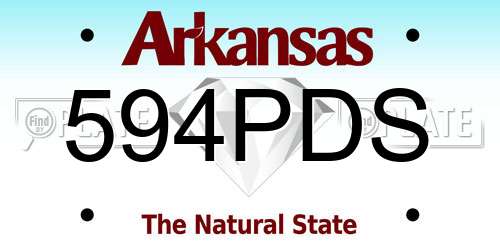 594PDS Arkansas License Plate
