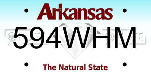 594WHM Arkansas License Plate