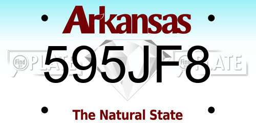 595JF8 Arkansas License Plate