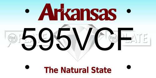 595VCF Arkansas License Plate