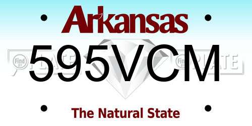 595VCM Arkansas License Plate
