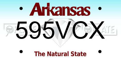 595VCX Arkansas License Plate