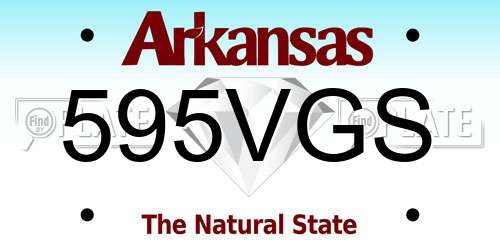 595VGS Arkansas License Plate