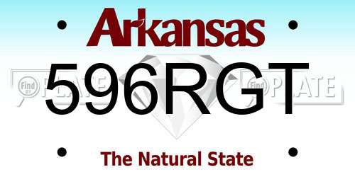596RGT Arkansas License Plate