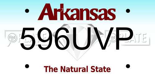 596UVP Arkansas License Plate