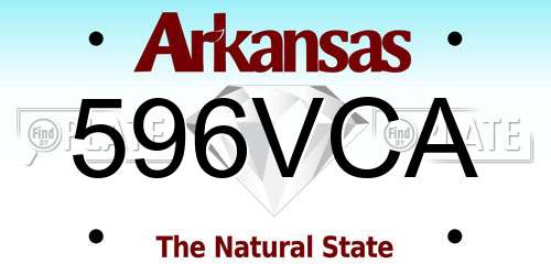 596VCA Arkansas License Plate