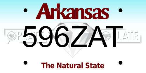 596ZAT Arkansas License Plate