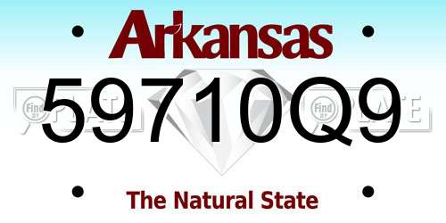 59710Q9 Arkansas License Plate