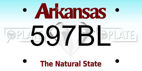 597BL Arkansas License Plate