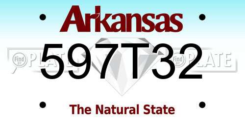 597T32 Arkansas License Plate