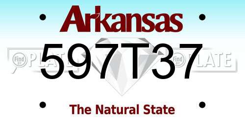 597T37 Arkansas License Plate