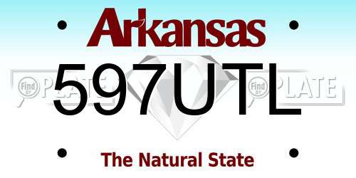 597UTL Arkansas License Plate