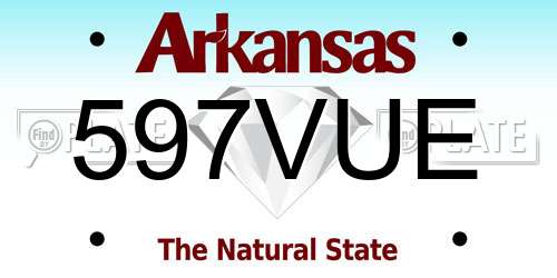 597VUE Arkansas License Plate