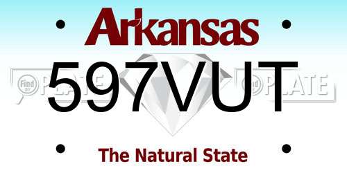 597VUT Arkansas License Plate