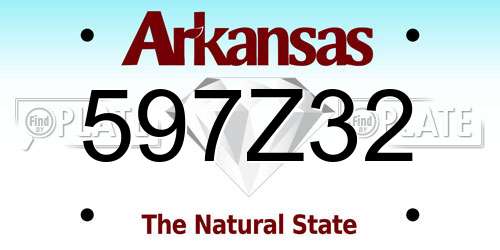 597Z32 Arkansas License Plate