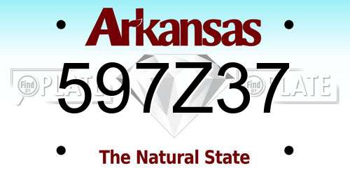 597Z37 Arkansas License Plate